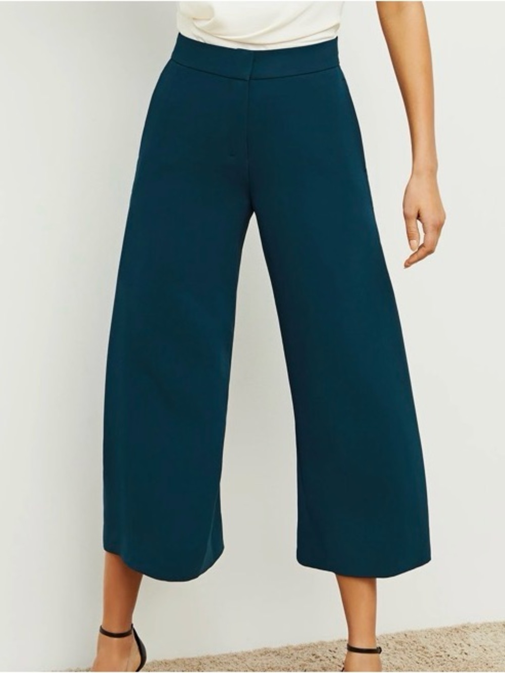 MM. LaFleur Teal Wide-Leg Cropped Pants
